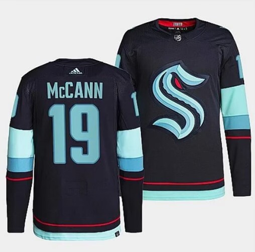Men's Seattle Kraken #19 Jared McCann Navy Stitched Hockey Jersey